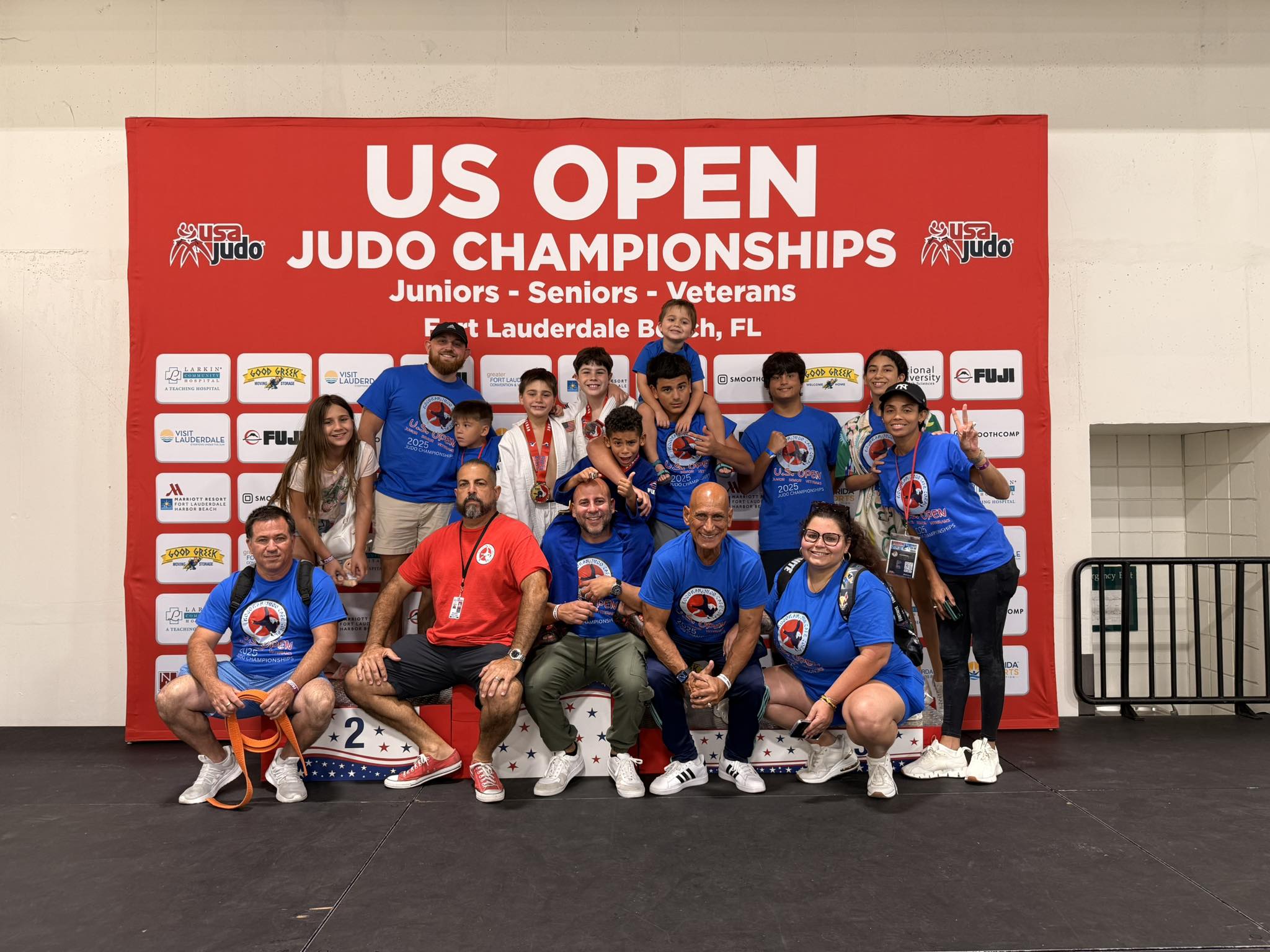 Cape Judo competition team together at a tournament
